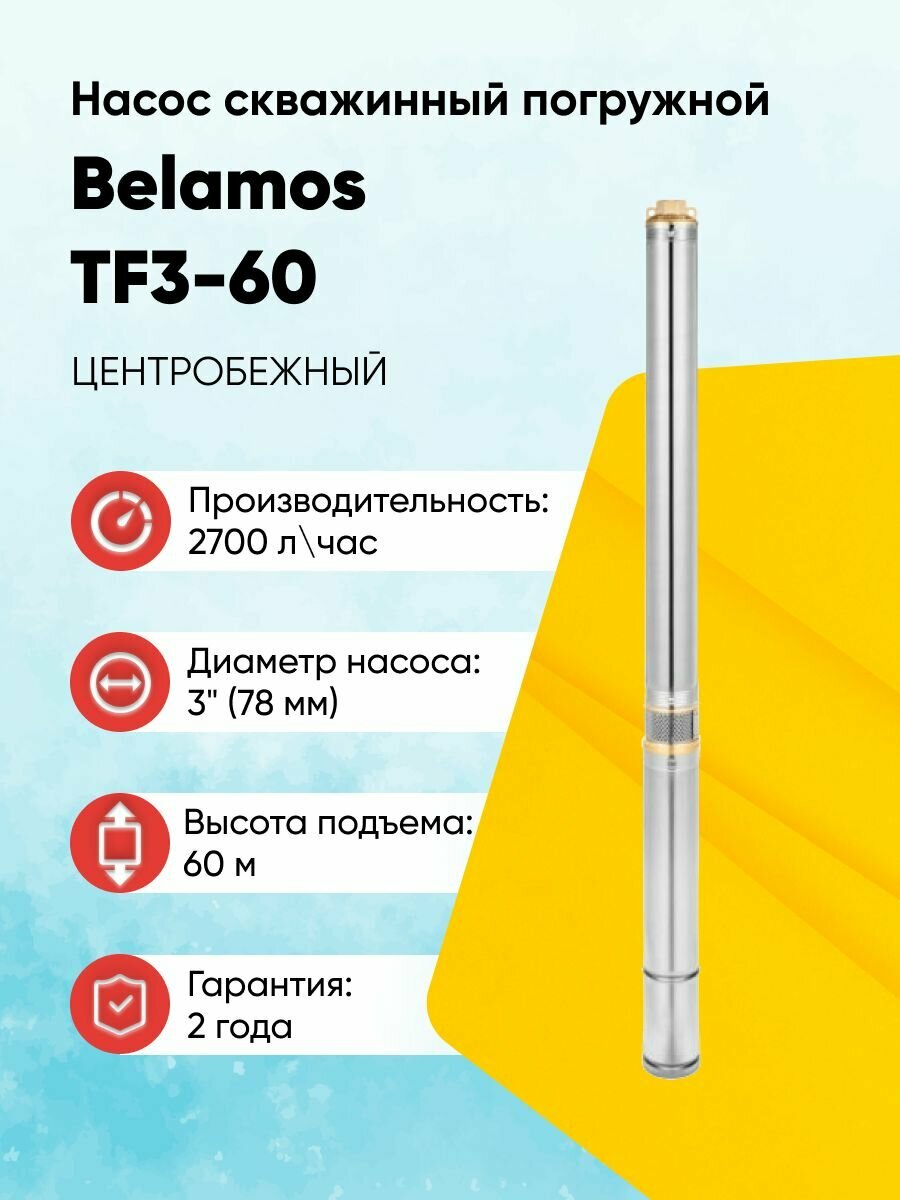 Насос скважинный, погружной Belamos TF3-60 (кабель 35 м)