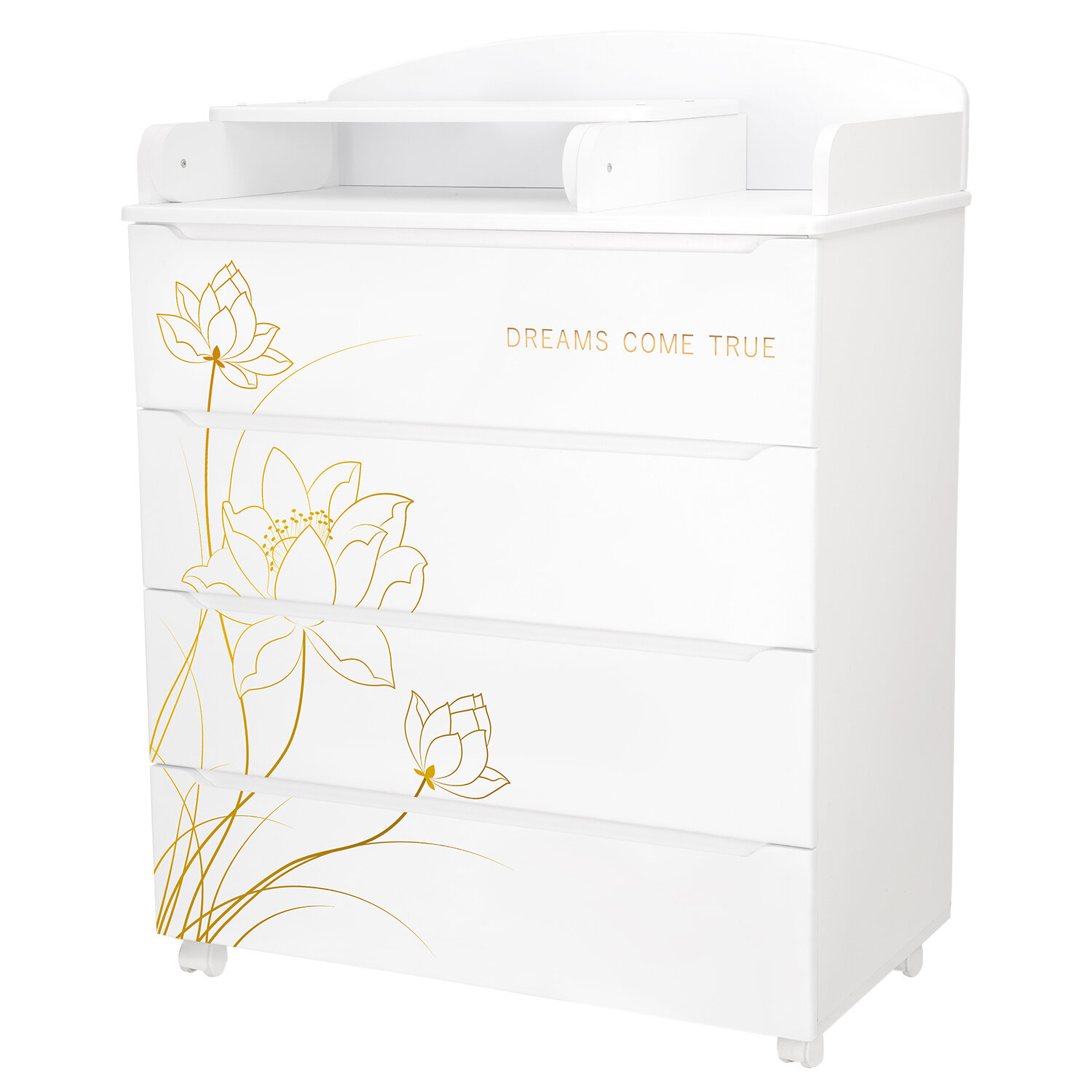 фото Комод Indigo Green Line 800/4 ЛДСП, МДФ с узким пеленальным столиком цветы ПА