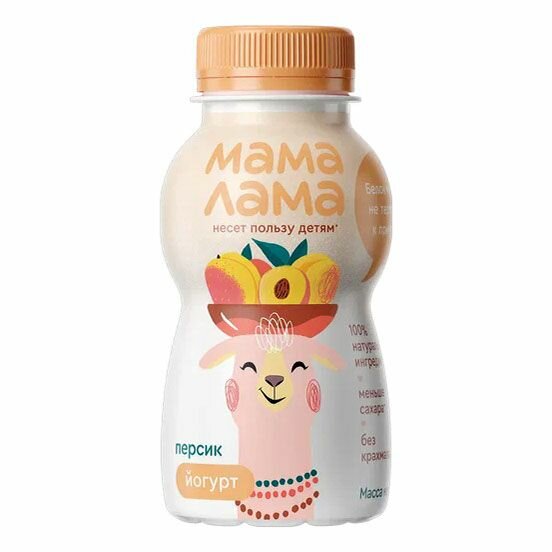 Йогурт питьевой детский Мама Лама персик с 3 лет 2,5% 200 мл