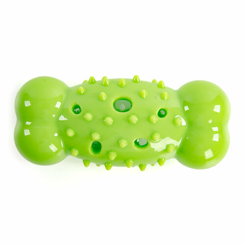 Игрушка для собак резиновая EliteDog Хрустящая косточка, зелёная, 13.5х5.6х4.2см