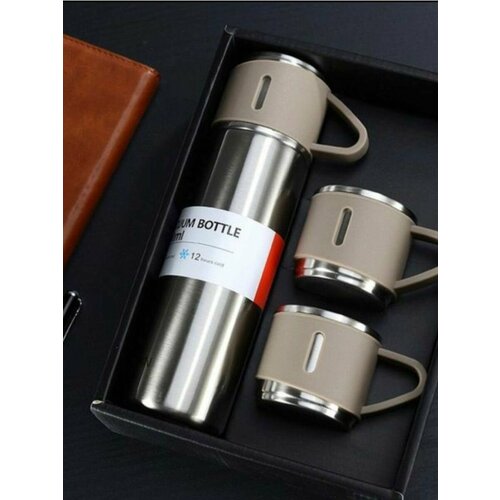 Термос с кружками в наборе Термос для чая Термокружка для кофе Подарочный набор термос с кружкамибежевый 850₽