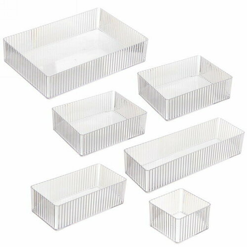 Система хранения - органайзеры в наборе 6шт «эдэль», прозрачные, микс размеров