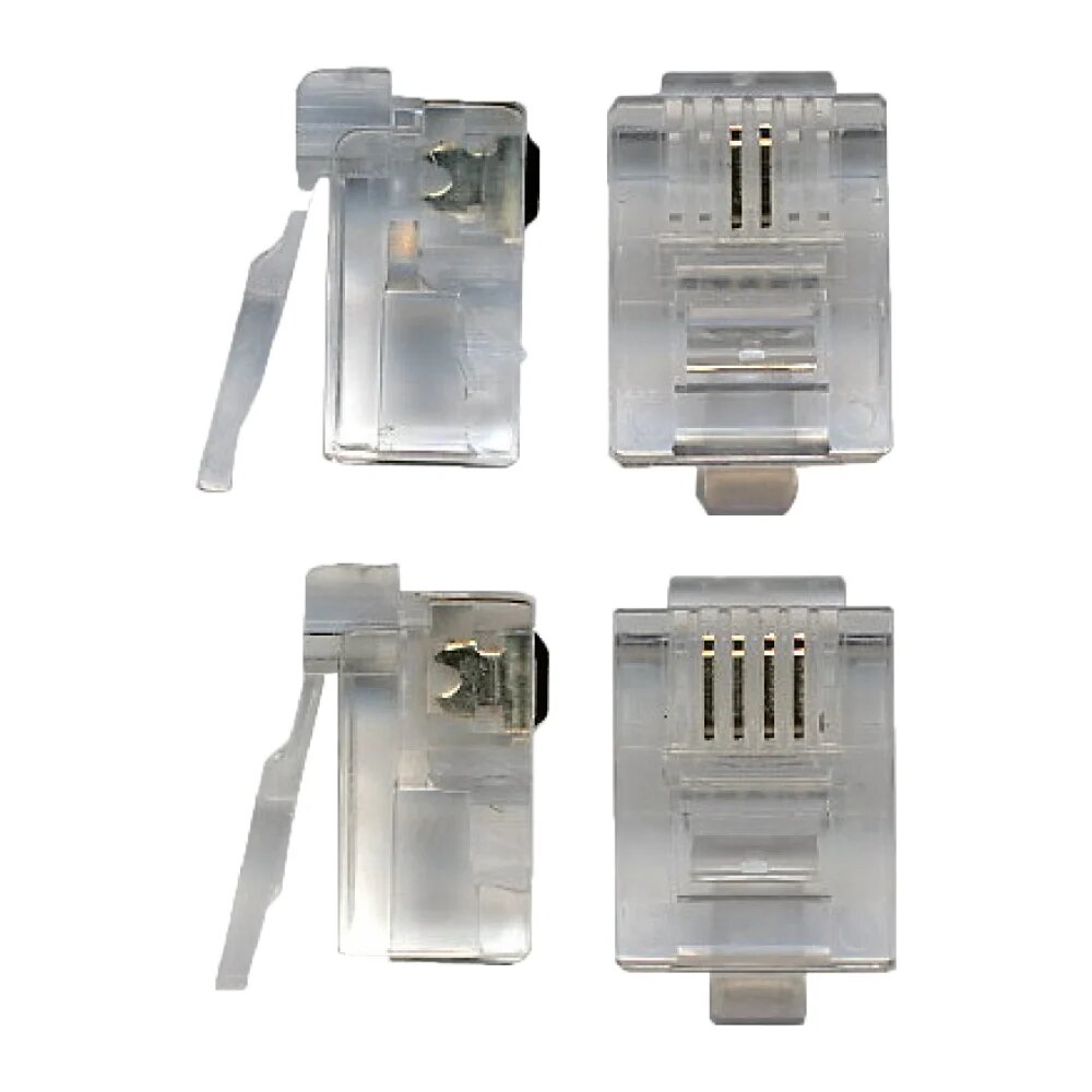 Телефонный коннектор TWT RJ-11 4P4C для трубки, 100 шт. в упаковке PL11-4P4C/100