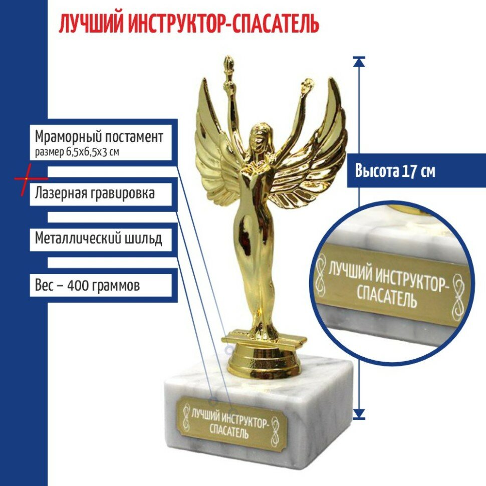 Подарки Статуэтка награда Жен. "Лучший инструктор-спасатель" (17 см)