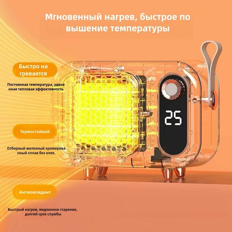 Изображение Мини тепловентилятор, портативный обогрев, мощность 1000 Вт, синий