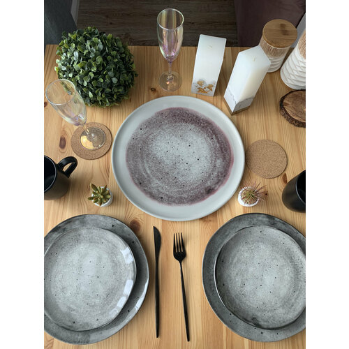 Блюдо круглое большое 32 см, Keramika, цвет Серый Космос