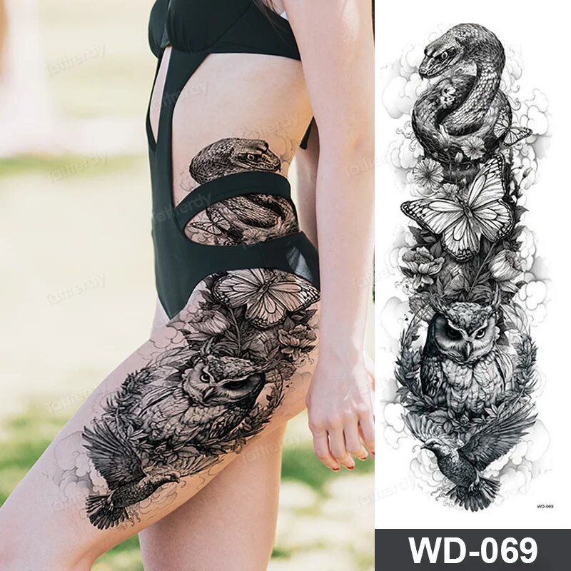Временные татуировки Tattrendy, большой размер, лев, тигр, аниме