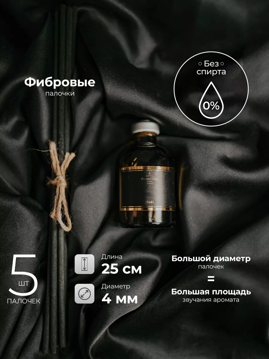 Ароматический диффузор с палочками для дома "Красный виноград", ароматизатор для помещения AromaWax, 50 мл — фото 1