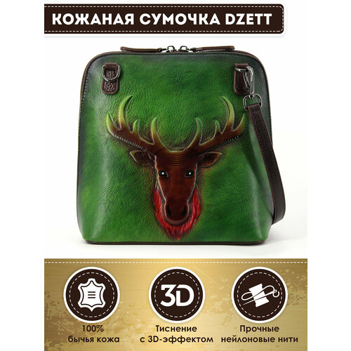 фото Сумка кросс-боди dzett, фактура тиснение, зеленый