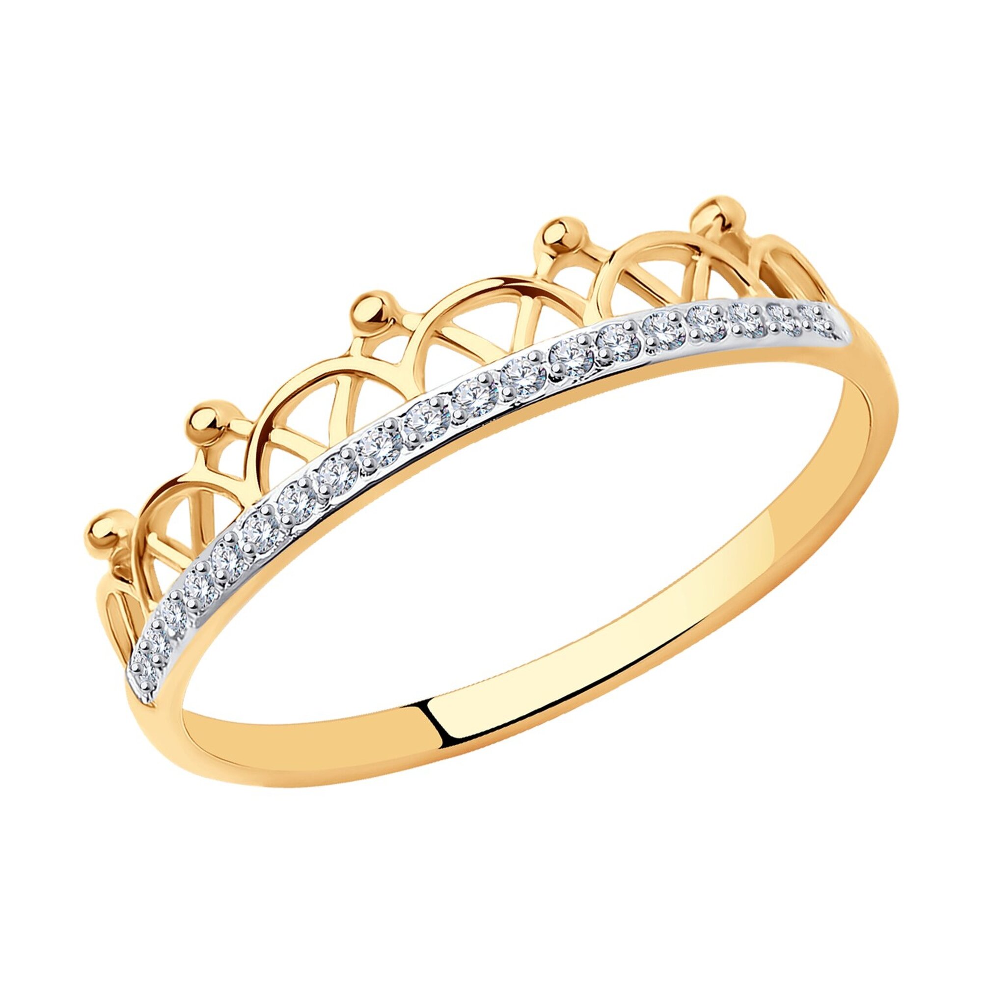 Кольцо Diamant online, красное золото, 585 проба, фианит