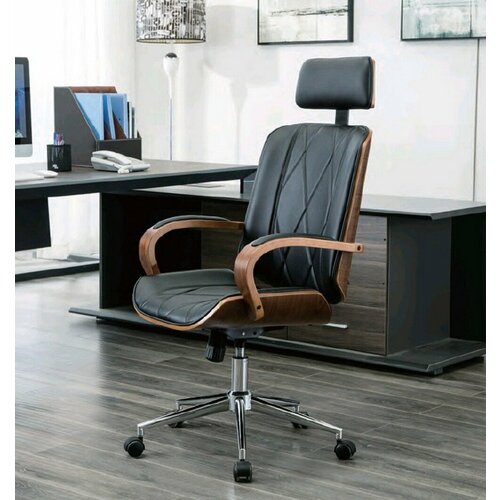 HESBY Кресло руководителя Serene Serenity с подголовником для офиса, черное