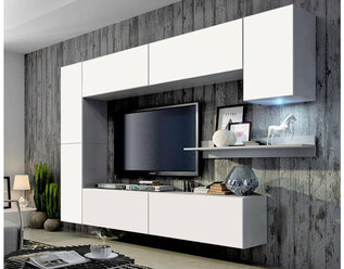 Гостиная 7 Белый Фасадный 0101 NEW 256x35x166 см, Дом мебели для вас