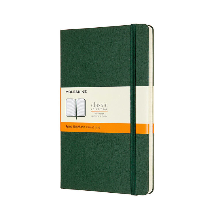 Блокнот Moleskine Classic Large 130х210 мм зеленый 240 стр линейка твердая обложка (QP060K15)