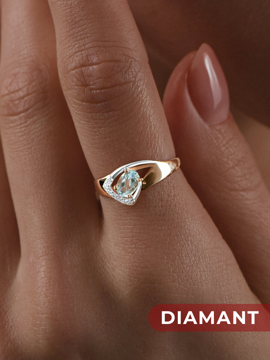 Кольцо Diamant, красное золото, 585 проба, топаз, фианит, размер 19 — фото 1