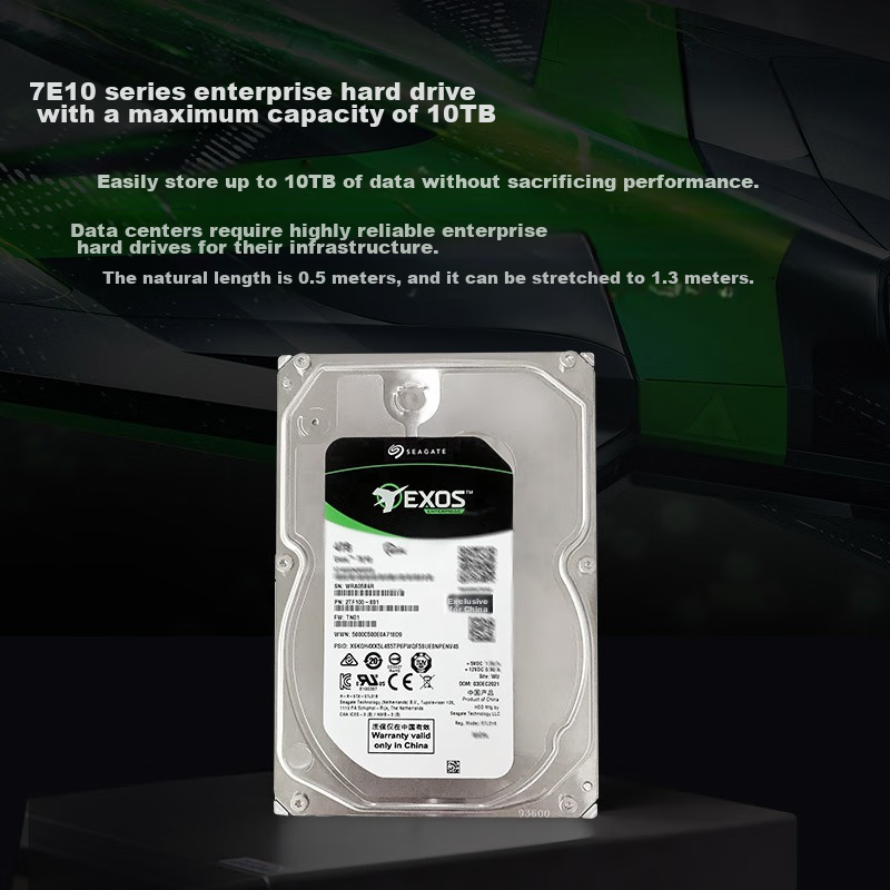 Seagate Enterprise Hard Drive, 4TB, 256MB Cache, 7200RPM, CMR Vertical, SATA, Seagate Exos 7E10 Series, Server Hard Drive ST4000NM000B
