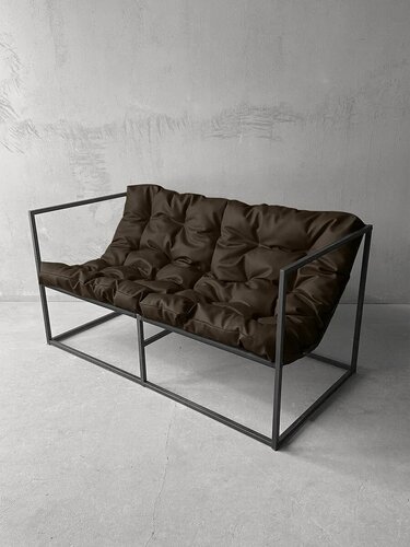 Изображение товара Диван лофт прямой, уличный, в офис, на балкон, на веранду, в гостинную, кухонный, Лофтовик + кожзам коричневый