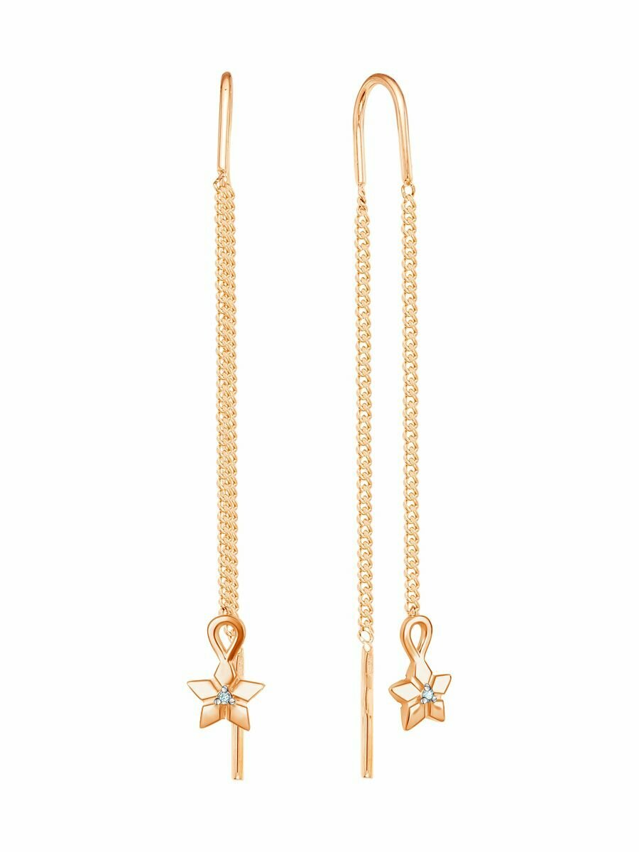 Серьги TALANT, красное золото, 585 проба, фианит, , золотистый