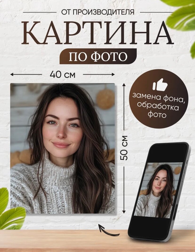 Картина по фото / портрет на холсте / фото на холсте 40смх50см К-4050