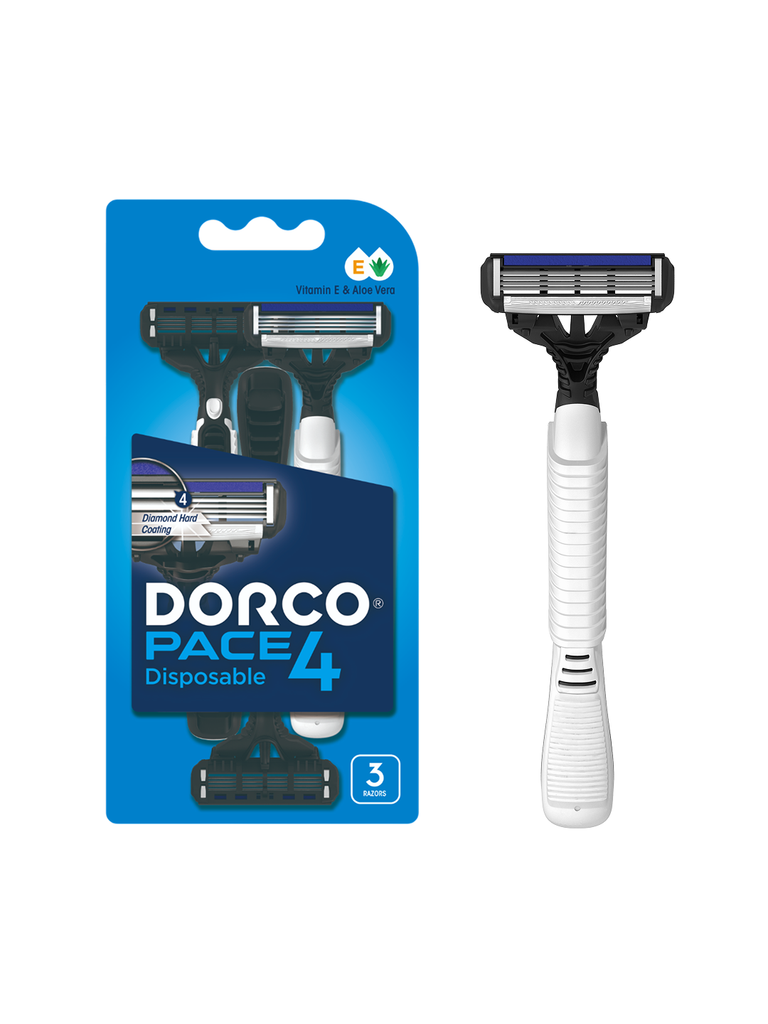 Одноразовые бритвенные станки Dorco Pace 4 FRA100-3B, 3 штуки в упаковке