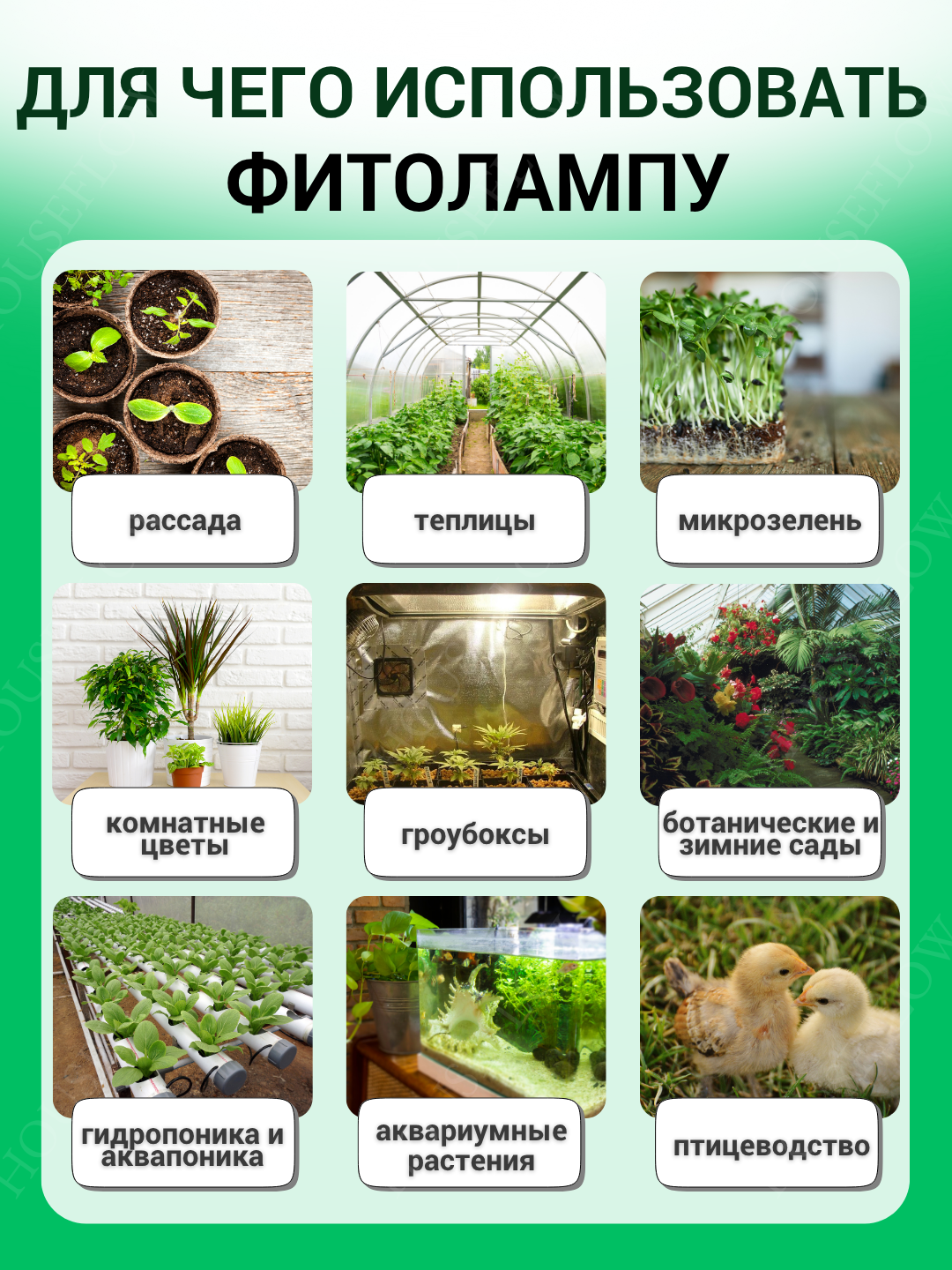 Фитолампа для растений и рассады полного спектра. Фитосветильник. Ультрафиолетовая лампа для цветов на окно и для теплиц — фото 1