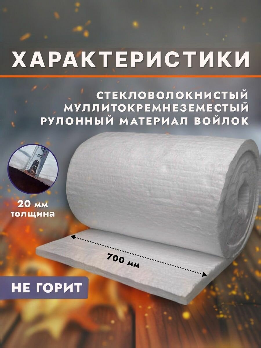 Вата каолиновая огнеупорная МКРВ-200 обрезь 1 кг, ГОСТ 23619-79, одеяло огнеупорное, теплоизоляция для печей, труб, котлов, каминов — фото 1