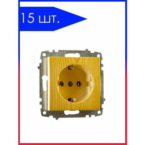 15 шт. Розетка В Рамку Одинарная с Заземлением Клен IP20 16А 250В ZENA VEGA EL-BI арт. 609-012700-217