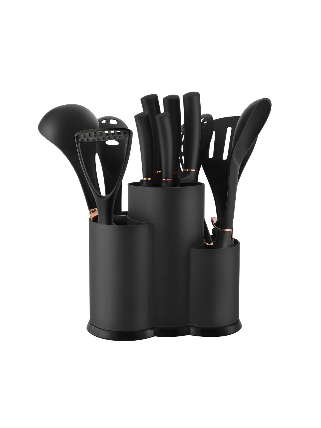 Hause Roland набор кухонных принадлежностей и ножей, 14 предметов со стойкой - Черный
