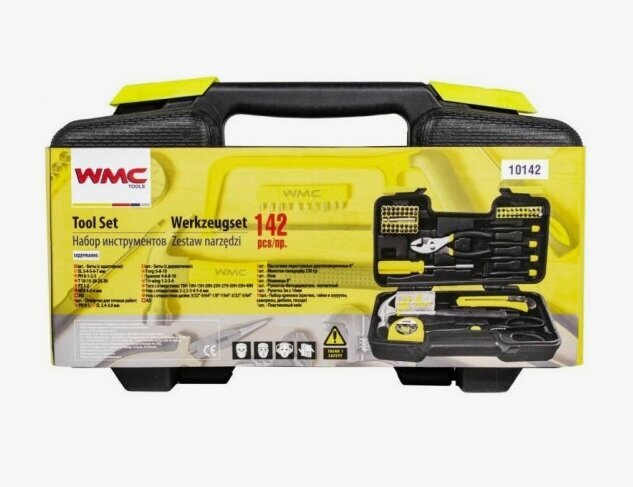 Набор ручных инструментов WMC TOOLS 10142 в пластиковом кейсе 142 предмета — фото 1