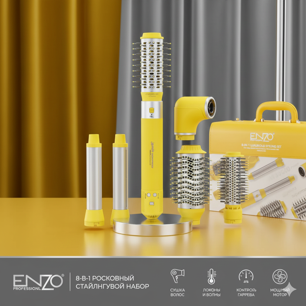 Профессиональный набор, фен 8 в 1 для профессиональных барберов с чемоданом — фото 1