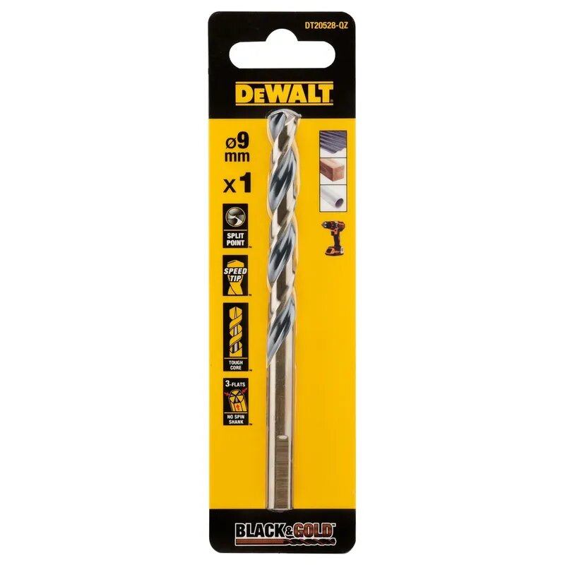 Сверло по металлу DeWalt Black&Gold HSS 9мм DT20528-QZ