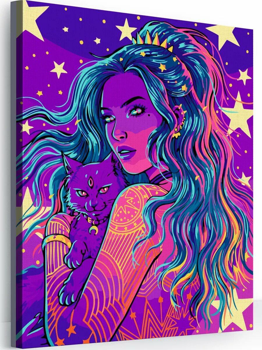 Картина по номерам на холсте с подрамником 40х50 см Аниме Красивая девушка