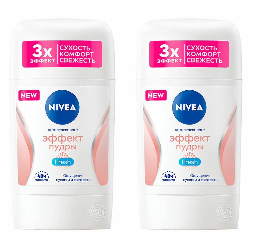 Nivea Антиперспирант-стик Эффект пудры Fresh, 50 мл , 2 шт