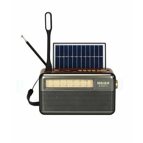 Радиоприемник Meier M-520BT-S USB microSD Bluetooth солнечная панель USB лампа 194000₽