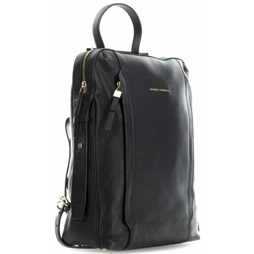 Рюкзак торба PIQUADRO, фактура гладкая, черный рюкзак piquadro фактура гладкая зеленый
