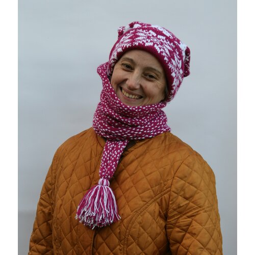 фото Шапка , демисезон/зима, с помпоном, вязаная, утепленная, размер onesize, мультиколор lefa