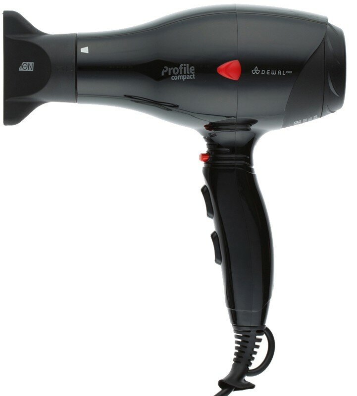 фото Фен Dewal Profile Compact, 2000 Вт, ионизация, 2 насадки, черный