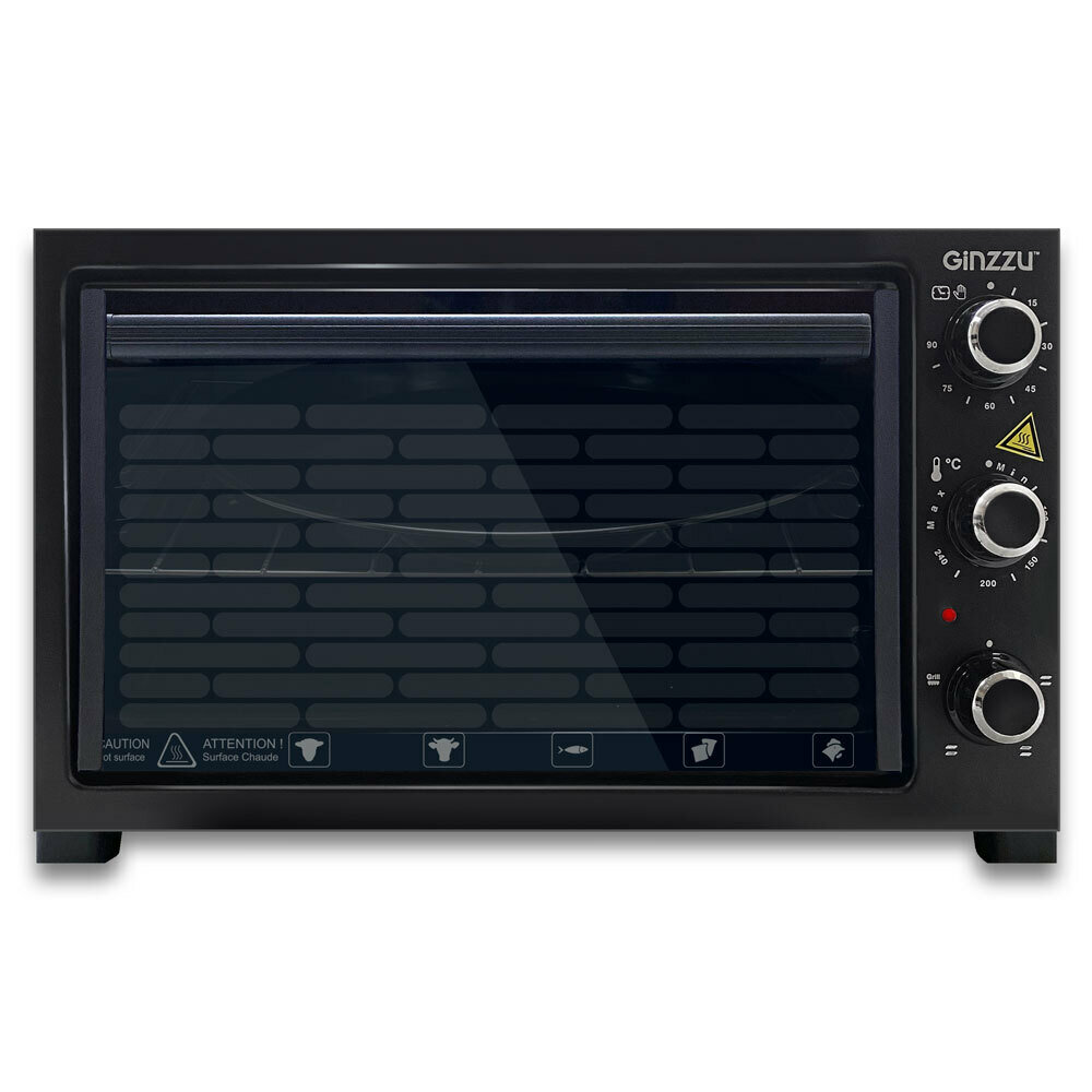 Мини-печь Ginzzu HOT-132 black 34л 4 режима подсветка таймер 1500Вт