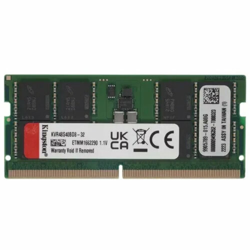 Модуль памяти Kingston DDR5 32GB 4800MTs CL40 SO-DIMM 2Rx8 1 year 1265200₽