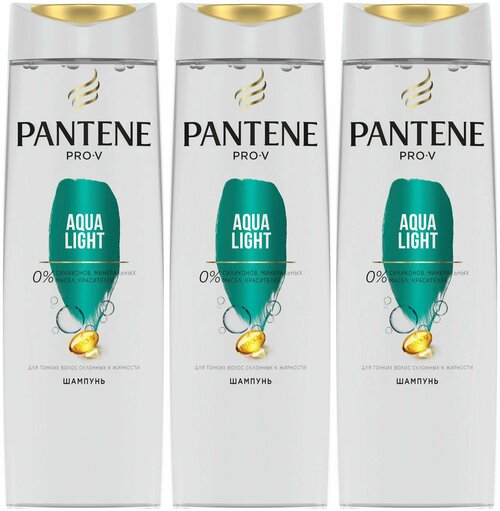 Pantene Pro-V Шампунь для волос Aqua Light, 400 мл, 3 штуки
