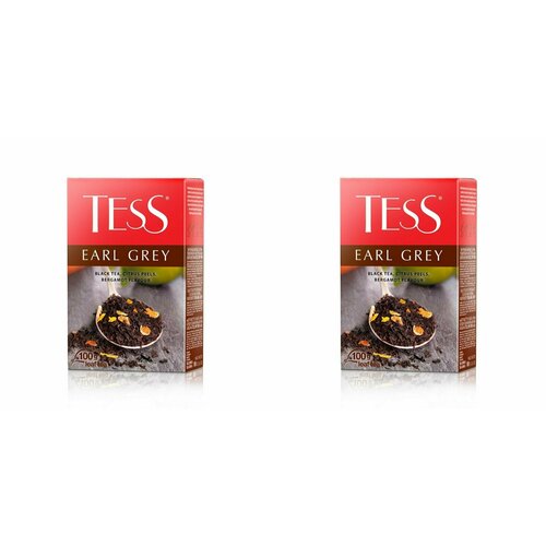 Tess Чай листовой Earl Grey, черный, с добавками, 100 г, 2 уп