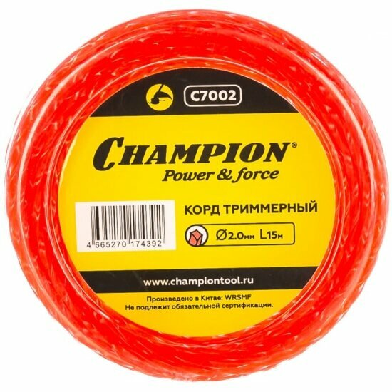 Триммерная леска Champion C7002 Twisted Square 2.0мм* 15м