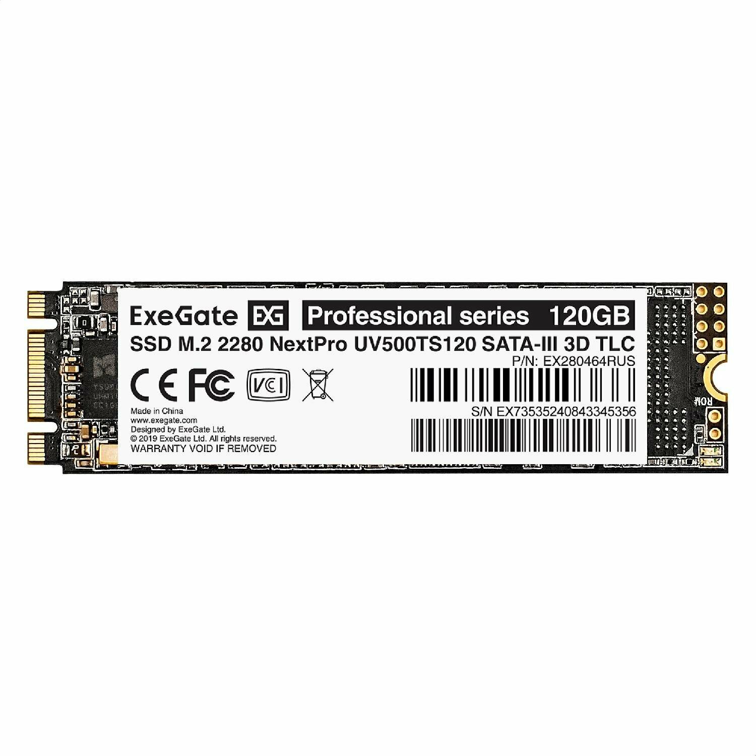 Накопитель SSD Exegate M.2 2280 120GB NextPro UV500TS120 (SATA-III, 22x80mm, 3D TLC) (EX280464RUS) - фото №4