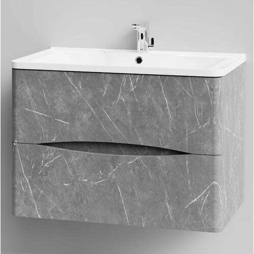 Тумба Adel 80 подвесной Раковина Madera, мрамор серый