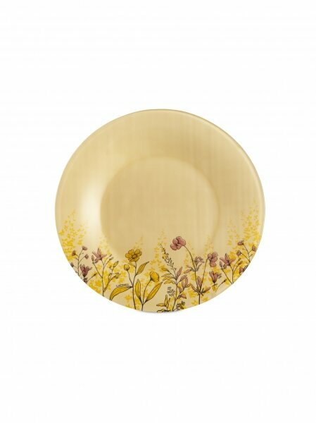 Тарелка десертная "BUENO BRUSH AMBIANTE", 19см, стекло, бежевый/цветы — фото 1