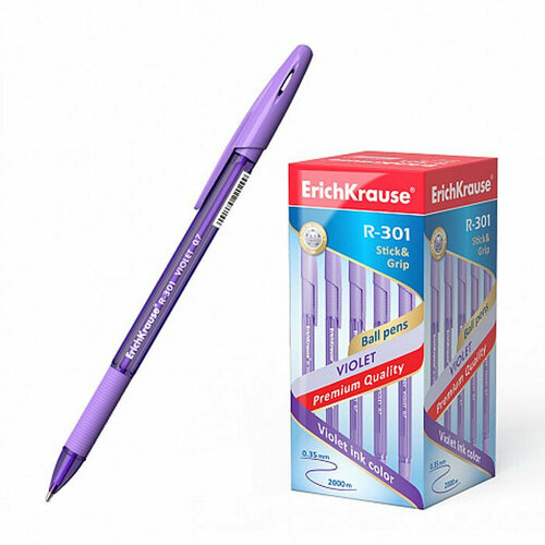 Ручка шар. проз. корп. рез. упор (ErichKrause) R-301 Violet фиолетовый, 0,7мм. Количество в наборе 50 шт.