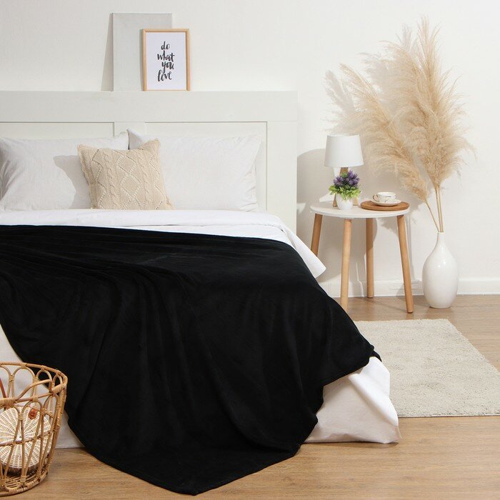 фото Плед Этель цв. черный 150*200 см,100% п/э, корал-флис 220 гр/м2
