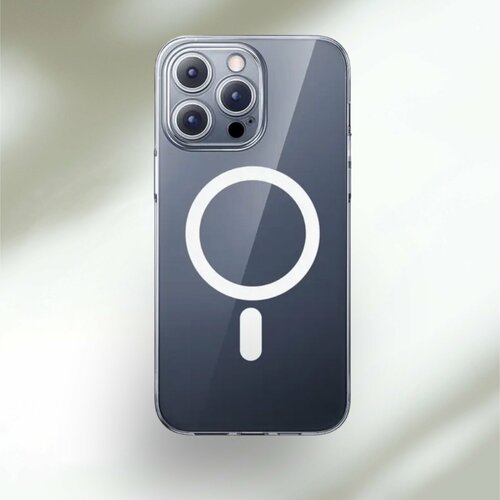 Чехол для iPhone 15 Pro Max Magsafe прозрачный силиконовый