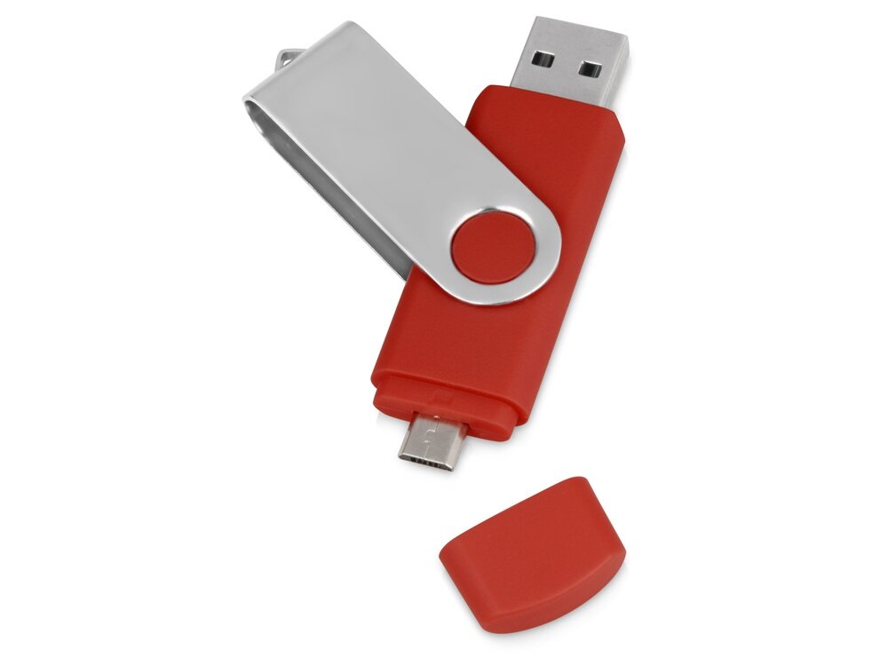 USB/micro USB-флешка 2.0 на 16 Гб «Квебек OTG», красный