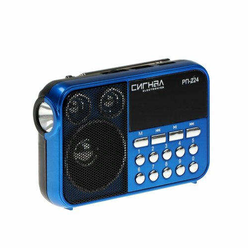 Радиоприёмник  РП-224, УКВ 64-108 МГц, 400 мАч, USB, SD, AUX, синий