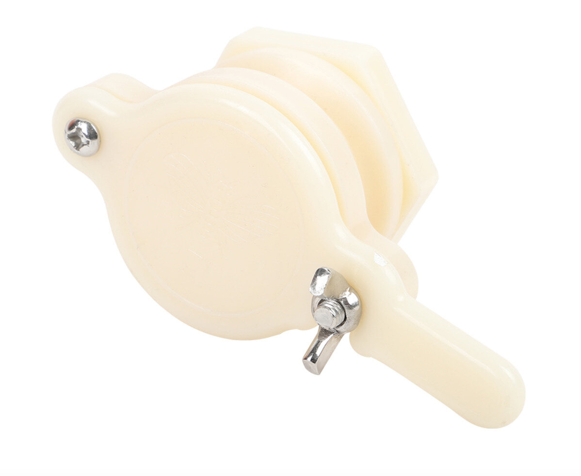 фото Кран-задвижка для медогонки, отстойника меда, пластиковый, диаметр 45 мм, проходной диаметр 32 мм